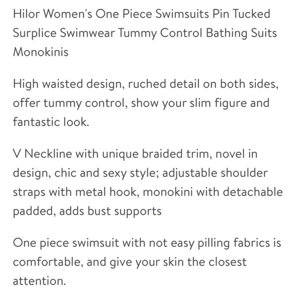 HILOR Braided Twist Tummy Control One Piece Swimsuit in Navy NWT - Picture 8 of 11